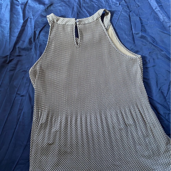 Adrianna Papell Micro Polka Dot Stretch Halter Tank Top Size L Gray White - Picture 6 of 9